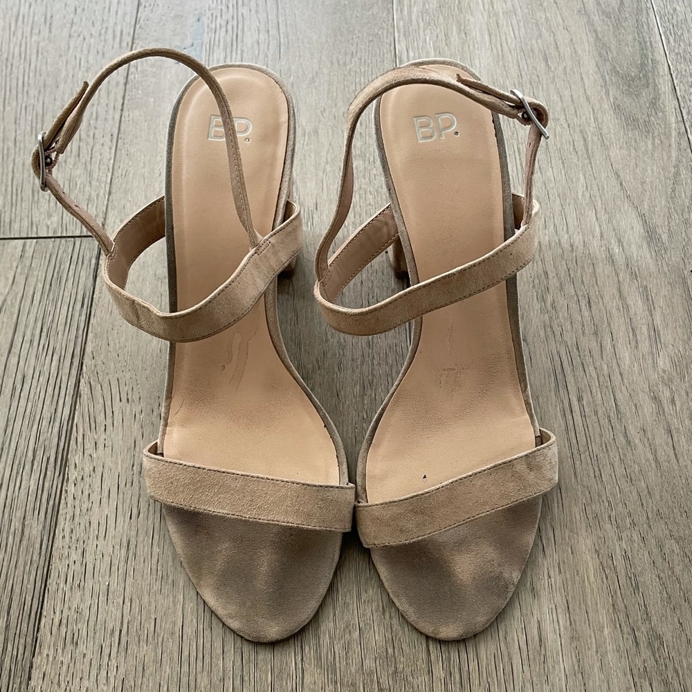 Nordstrom BP Tan Suede Strappy Heels